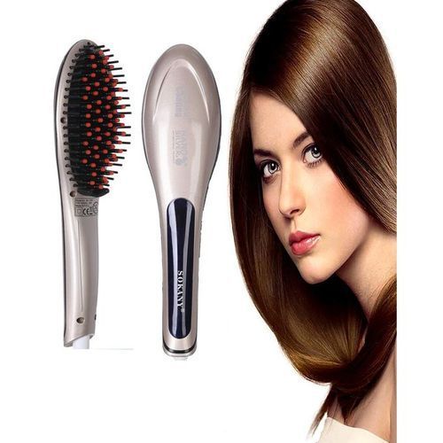 Buy Sokany Wet/Dry Hair Fast Hair Straightener Brush - 750f - Gold in Egypt