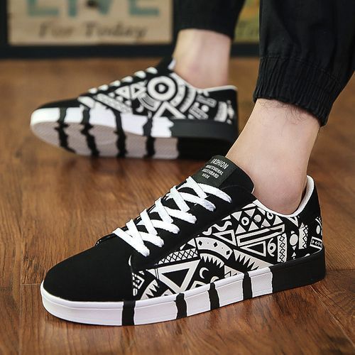 Fashion Men s Canvas Sneakers Casual Shoes Black White Best