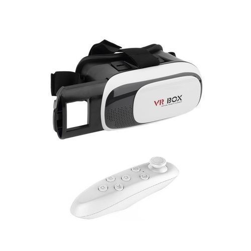 اشتري VR Box 3D Virtual Reality Glasses - White + Wireless Bluetooth Remote Gamepad Controller في مصر