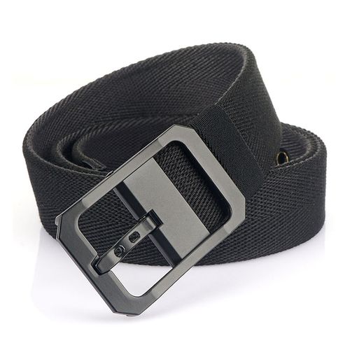 Grey Canvas Belt-Matte Black Belt Buckle