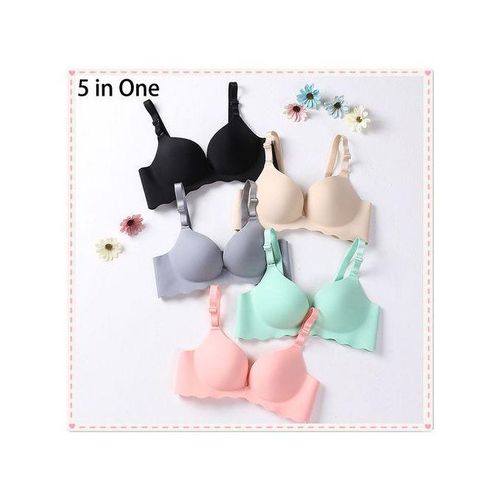 Fashion 5 In 1 Breathable Ultra Thin Women Bra Non Steel Push Up