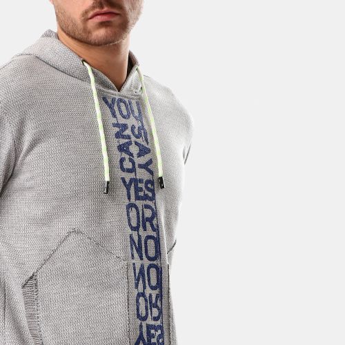 Pavone "Yes or No" Printed Textured Grey Sweatshirt