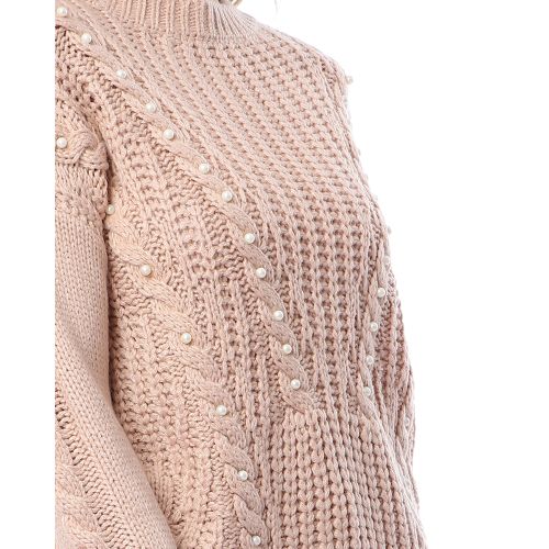 Premoda بلوفر قصير مزين بلولي - بيج داكن