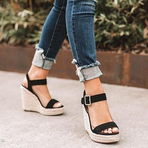 Wedge heel peep toe shoes top