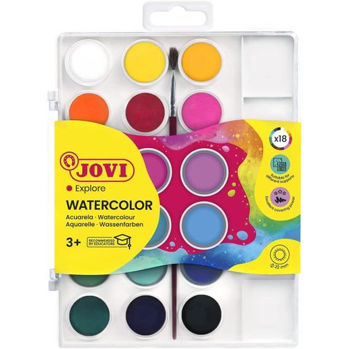 product_image_name-Jovi-أشرطة ألوان مائية 22 ملم من جوفي ، علبة بلاستيك 18 لون متعدد الالوان 12 ملليلتر-1