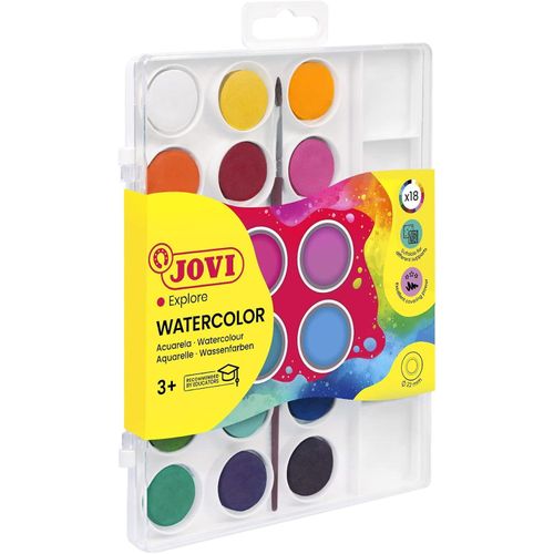 product_image_name-Jovi-أشرطة ألوان مائية 22 ملم من جوفي ، علبة بلاستيك 18 لون متعدد الالوان 12 ملليلتر-3