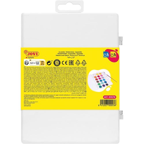 product_image_name-Jovi-أشرطة ألوان مائية 22 ملم من جوفي ، علبة بلاستيك 18 لون متعدد الالوان 12 ملليلتر-7