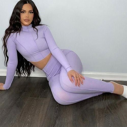 Fashion Two Piece Set Women Solid Half High Collar Skinny Crop Top Leggings Outfit Best Price Online Jumia Egypt