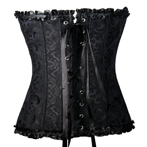 Black Mesh Corset Tops For Women Lace Up Busiter Lingerie Satin Overbust  Shapewear Outfit For Christmas Costume Halloween Party