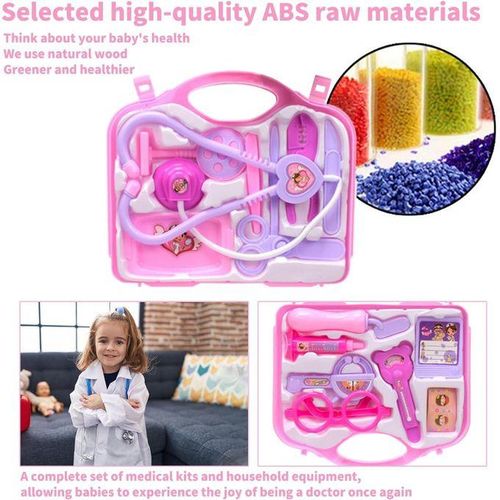 product_image_name-Generic-طقم ألعاب طبي للأطفال مع حقيبة دكتور، 15 قطعة مع سماعة طبية حقيقية، ميزان حرارة، حقنة، هدية للأطفال، لعبة تعليمية طبية، لعبة جماعية للأطفال من 3 سنوات (وردي)-2