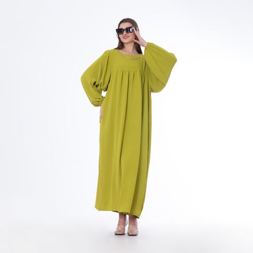 product_image_name-Bebo-فستان طويل بسيط من بيبو بأكمام طويلة - مقاس حر يناسب تقريبًا من 60 إلى 85 كجم - لون كيوي-1