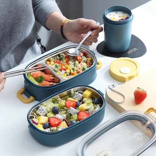 304 stainless steel insulated lunch box student bento box with lid