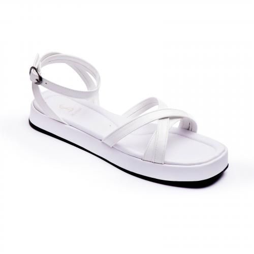 Generic Lile Leather Flat Sandals With Buckle Closure - White @ Best ...