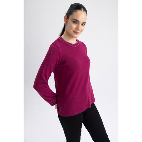 product_image_name-Defacto-Woman Crew Neck Regular Fit Pullover - Purple-1