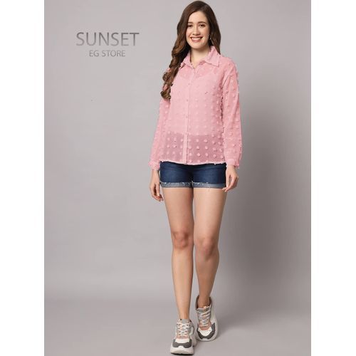 product_image_name-Sun Set-بلوزة شميز شيفون منتش كبير شفافه ساده للسيدات من صن سيت - كشمير-5