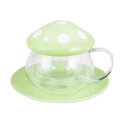 Cute Mushroom Glass Tea Cup,Mushroom Glass Coffee Cup with
