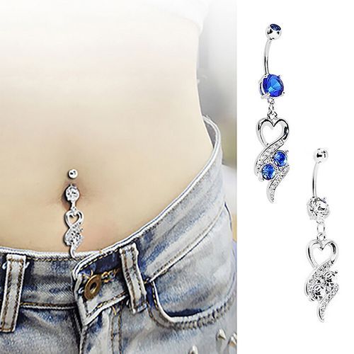 Rhinestone Heart Belly Ring  Belly piercing jewelry, Belly button