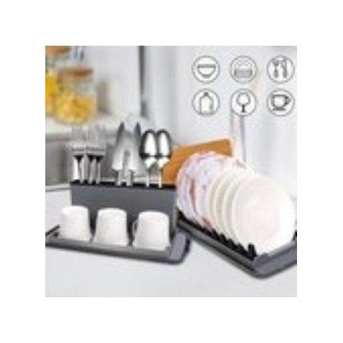 product_image_name-Generic-Compact Plastic Dish Rack with Cutlery Holder and Washable Microfiber Drying Mat â€“ Shatter-Resistant, Easy-to-Assemble Kitchen Organizer for Plates, Cups, and Utensils-2