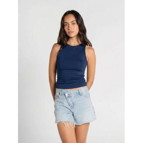 OUTDATED Round Neck Tank Top - Navy Blue
