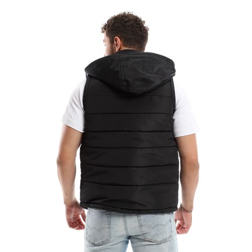 Generic Adjustable Hooded Neck Waterproof Vest Black Best