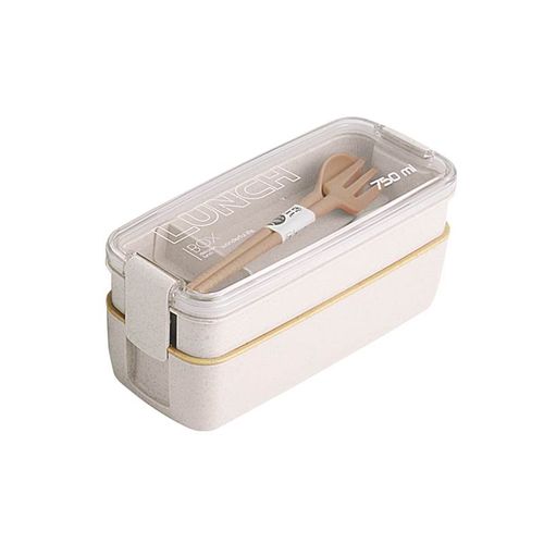 ChildAngle 750ml Wheat Straw 2 Layer Lunch Boxes Eco-Friendly Microwave, Beige