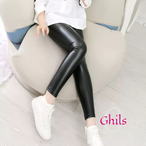 اشتري Ghils Leggings - Ghils . Girls' Lycra Disco Leather Pants - Black في مصر