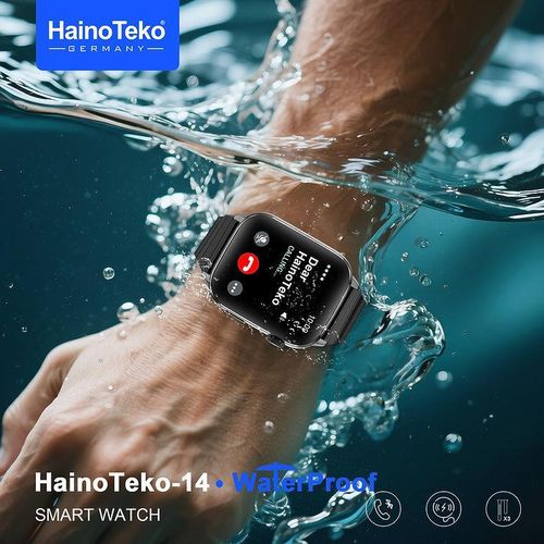 product_image_name-Haino Teko-ساعة ذكية HainoTeko-14 بشاشة AMOLED منحنية مقاس 2.0 بوصة - مقاومة للماء - مكالمات بلوتوث - عمر بطارية يصل إلى 10 أيام - تتضمن 3 أشرطة قابلة للتبديل (أسود)-2