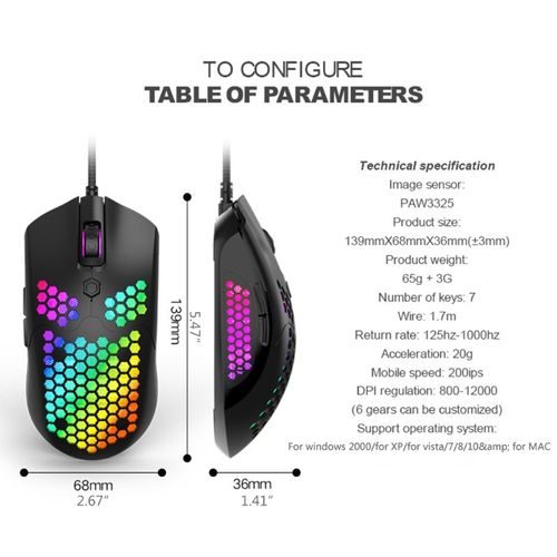 Wired Mouse,Gaming Mouse,7 Keys 7-Speed DPI RGB Streamer Computer