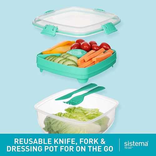 Sistema To-Go 1.63L Salad & Sandwich Plastic Food Storage Container 