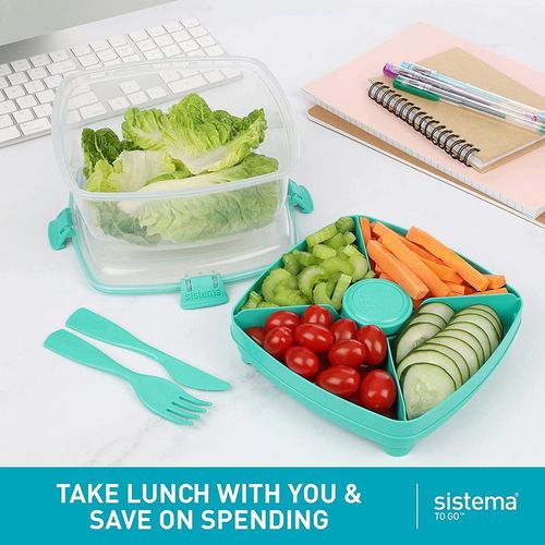 NEW Sistema Salad + Sandwich To Go 1.63L Food Storage Container Green Lunch  Box!