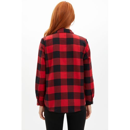 Defacto Woman Woven Top Long Sleeve Shirt - Red