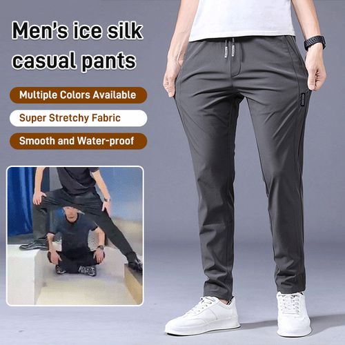 Generic (Dark Grey-Long)Men Fast Dry Stretch Pants Ice Silk