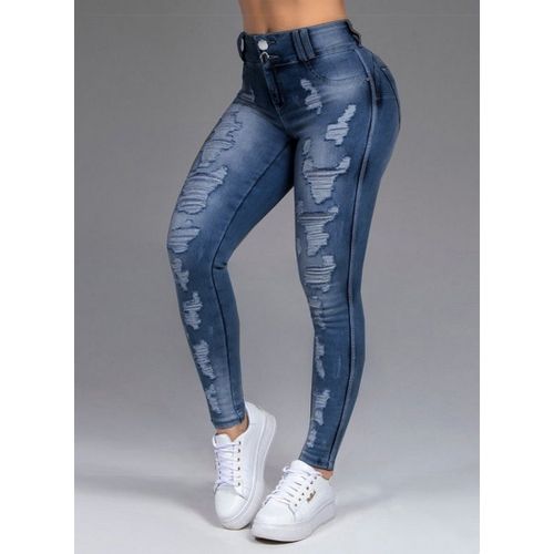 Blue ripped jeans for girls online