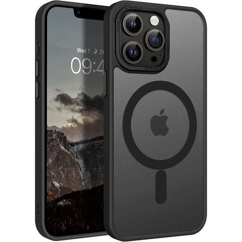 product_image_name-Generic-غطاء لجهاز iPhone 13 Pro Max، متوافق مع MagSafe، حماية من السقوط بمعايير عسكرية حتى 10 أقدام، نحيف شفاف غير لامع، مقاوم للصدمات، مضاد لبصمات الأصابع، TPU أسود-1