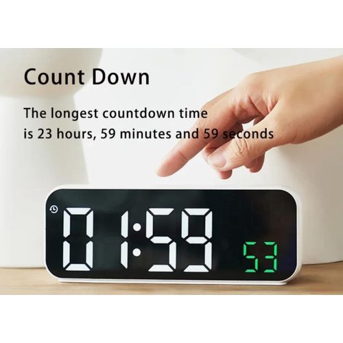 product_image_name-Generic-ساعة منبه رقمية LED تعمل عبر USB، غفوة، تاريخ، وقت، أسبوع، توقيت، تعديل السطوع، عد تنازلي، تحكم صوتي، ساعة طاولة بيضاء وخضراء-1