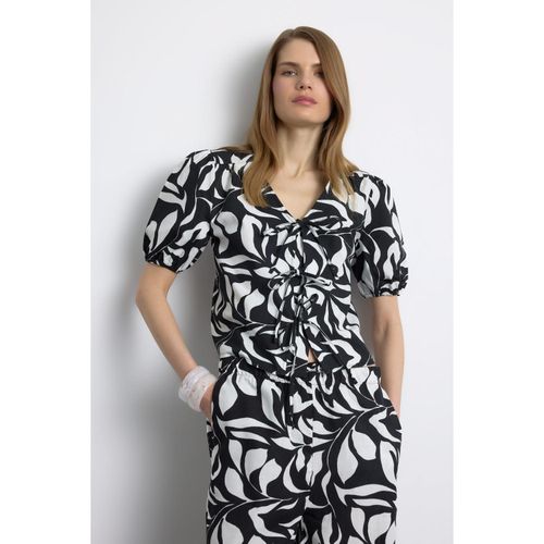 Defacto 100% Cotton Patterned Front Tie Blouse