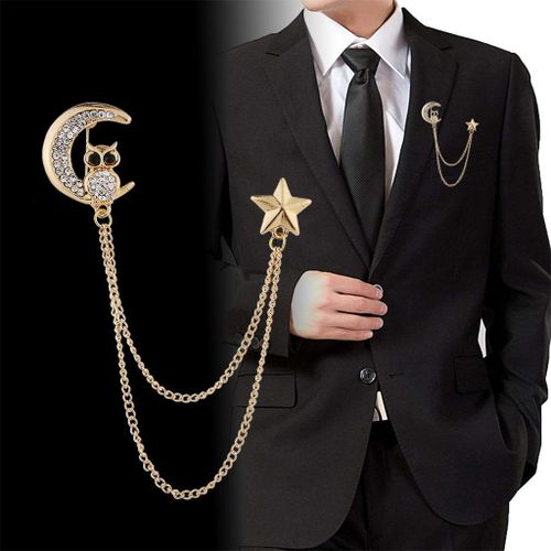 Mahi Rosegold Plated Elegant Crystal Crown Brooch Suit Accessories for