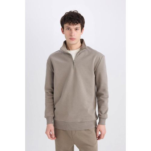 product_image_name-Defacto-Man Stand- Up Collar Comfort Fit Sweat Shirt - Khaki-2