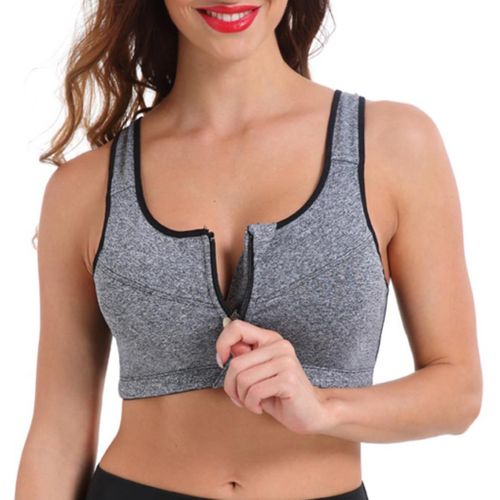 Generic Sports Bra Women Zipper Push Up Bra Fitness Top Athletic Gray 3XL @  Best Price Online