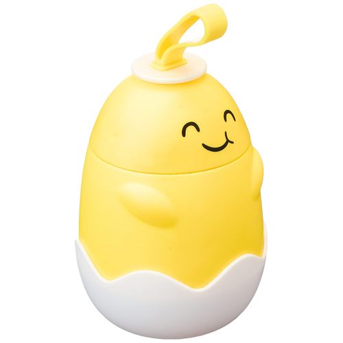 product_image_name-Gionlid-ترمس حرارى بلاستيك * سيليكون شكل بيضاه بتبيرات وجوه مختلفه (290 ملى) - أبيض*أصفر-1