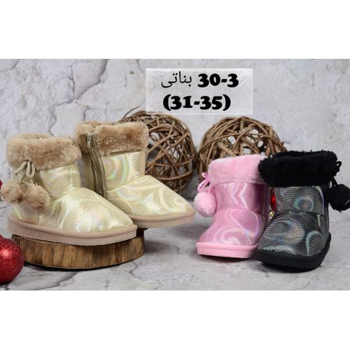 product_image_name-Generic-نصف حذاء اطفال فرو شتوي للبنات بتصميم فريد ونعل كوشي مع تفاصيل بوم بوم هاف بوت اطفال بناتي لامع جليتر سواريه مبطن ومزين فرو لاطفال البنات-5