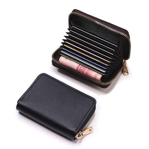 Women Zipper Wallet Business Card Coin Purse PU Leather