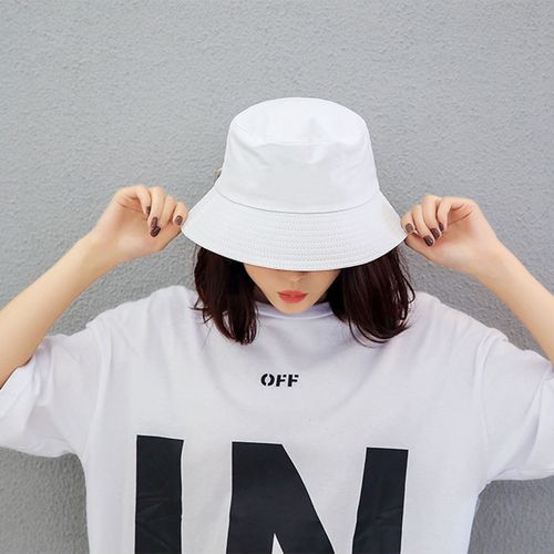 Fashion Black White Solid Bucket Hat Unisex Bob Caps Hip Hop