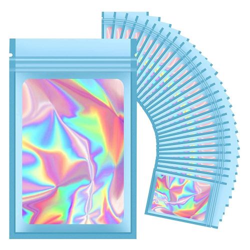 Buy 915 Generation 100Pcs Resealable Holographic Bags, Smell Proof Mylar Pouch in Egypt