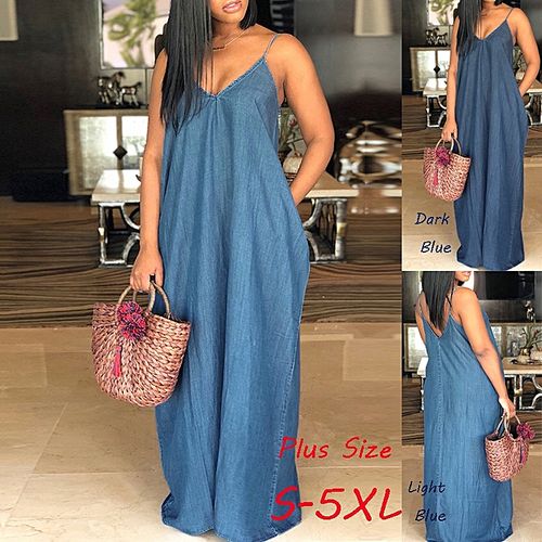 Buy Fashion Simple Sleeveless Classical Dress -blue in Egypt