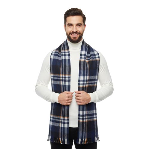 product_image_name-Shorto-شال كاروه كلاسيك - 2359-أسود * أزرق داكن * أبيض * خطوط برتقالي-1