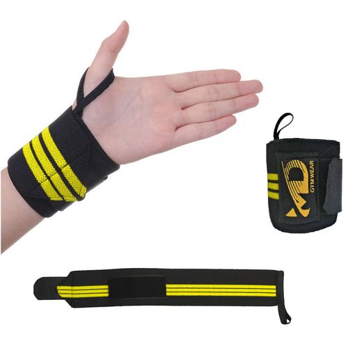 MD Gymwear Weight Lifting Wrist Wraps For Wrist Support - 2 Pcs -  Black/Yellow @ Best Price Online