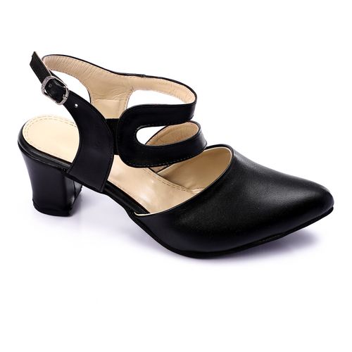 Buy Heeled Shoes For Woman - Leather - Black in Egypt
