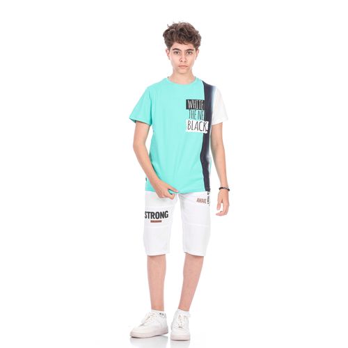 اشتري Ktk Casual Turquoise T-Shirt With Print For Boys في مصر