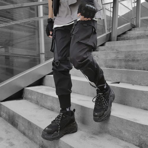 Fashion (GZ0123-Black)Men Cargo Pants Streetwear Harajuku Fashion